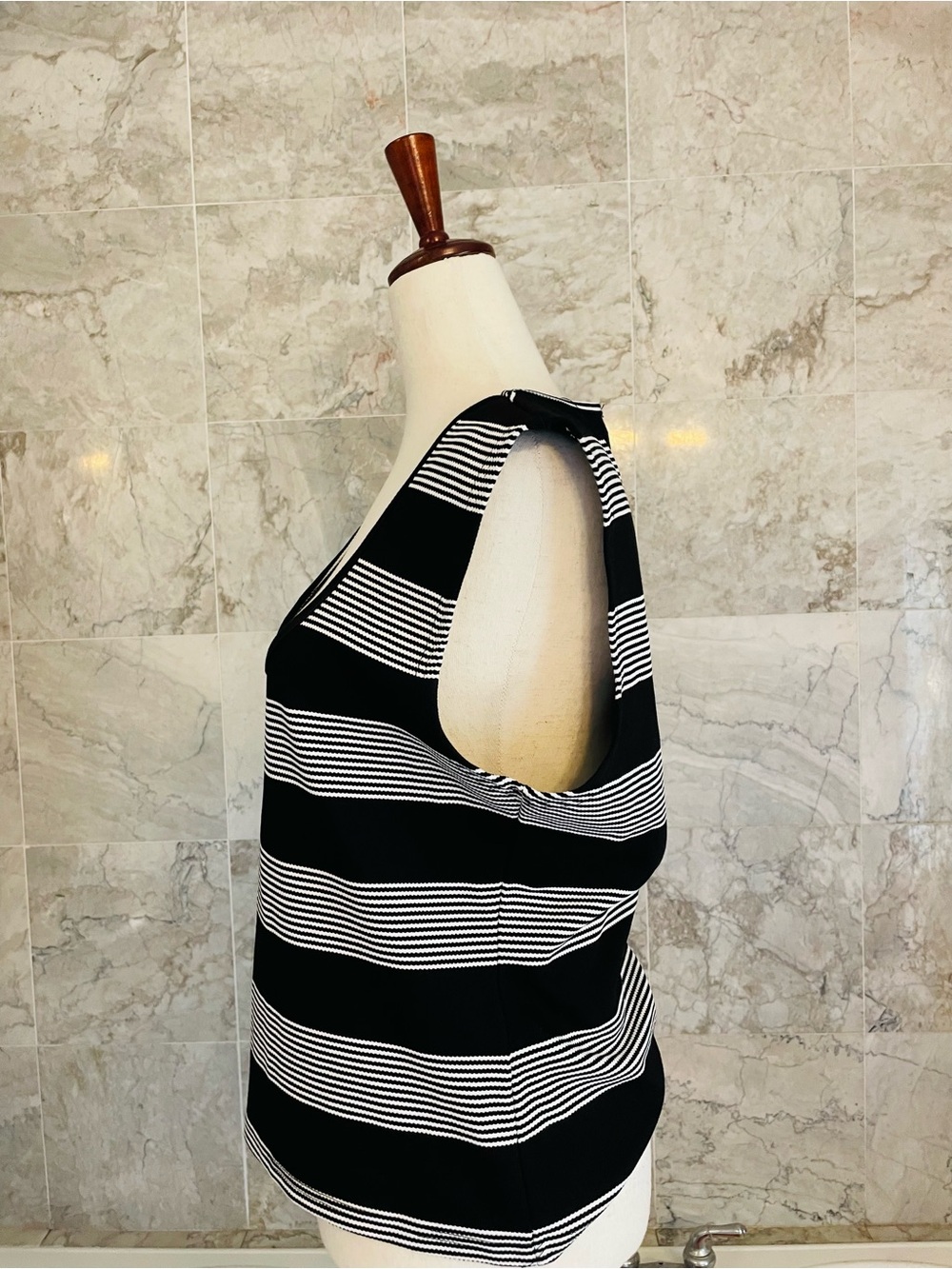 Bishop + Young Pique Striped Crew-Neck Sleeveless Top - Picture 6 of 9